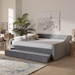 Baxton Studio Raphael Modern and Contemporary Grey Velvet Fabric Upholstered Full Size Daybed with Trundle - BSOCF9228 -Silver Grey Velvet-Daybed-F/T