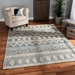 Baxton Studio Callum Modern and Contemporary Ivory and Blue Handwoven Wool Blend Area Rug - BSOCallum-White/Blue-Rug