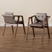 Baxton Studio Marcena Mid-Century Modern Grey Imitation Leather Upholstered and Walnut Brown Finished Wood 2-Piece Dining Chair Set - BSORDC828-Grey/Walnut-DC