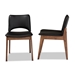 Baxton Studio Afton Mid-Century Modern Black Faux Leather Upholstered and Walnut Brown Finished Wood 2-Piece Dining Chair Set - BSORDC827-Black/Walnut-DC