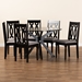 Baxton Studio Callie Modern and Contemporary Grey Fabric Upholstered and Dark Brown Finished Wood 7-Piece Dining Set - BSOCallie-Grey/Dark Brown-7PC Dining Set