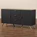 Baxton Studio Kelson Modern and Contemporary Dark Grey and Gold Finished Wood 2-Door Sideboard Buffet - BSOLV19BFT1917-Dark Grey-Buffet