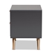 Baxton Studio Kelson Modern and Contemporary Dark Grey and Gold Finished Wood 2-Drawer Nightstand - BSOLV19ST1924-Dark Grey-NS