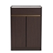 Baxton Studio Walker Modern and Contemporary Dark Brown and Gold Finished Wood Shoe Cabinet with Faux Marble Top - BSOLV25SC2515-Modi Wenge/Marble-Shoe Cabinet