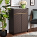Baxton Studio Walker Modern and Contemporary Dark Brown and Gold Finished Wood Shoe Cabinet with Faux Marble Top - BSOLV25SC2515-Modi Wenge/Marble-Shoe Cabinet