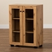 Baxton Studio Mason Modern and Contemporary Oak Brown Finished Wood 2-Door Storage Cabinet with Glass Doors - BSOB12-Wotan Oak
