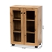 Baxton Studio Mason Modern and Contemporary Oak Brown Finished Wood 2-Door Storage Cabinet with Glass Doors - BSOB12-Wotan Oak