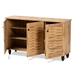Baxton Studio Winda Modern and Contemporary Oak Brown Finished Wood 3-Door Shoe Cabinet - BSOSC864573 B-Wotan Oak