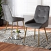 Baxton Studio Gavino Modern Luxe and Glam Grey Velvet Fabric Upholstered and Gold Finished Metal 2-Piece Dining Chair Set - BSODC178-Grey Velvet/Gold-DC
