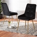 Baxton Studio Gavino Modern Luxe and Glam Black Velvet Fabric Upholstered and Gold Finished Metal 2-Piece Dining Chair Set - BSODC178-Black Velvet/Gold-DC
