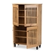 Baxton Studio Fernanda Modern and Contemporary Oak Brown Finished Wood 4-Door Shoe Storage Cabinet - BSOSC864574 A-Wotan Oak