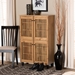 Baxton Studio Fernanda Modern and Contemporary Oak Brown Finished Wood 4-Door Shoe Storage Cabinet - BSOSC864574 A-Wotan Oak
