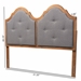 Baxton Studio Falk Vintage Classic Traditional Dark Grey Fabric Upholstered and Walnut Brown Finished Wood Queen Size Arched Headboard - BSOMG9739-Dark Grey/Walnut-HB-Queen