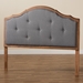 Baxton Studio Gala Vintage Classic Traditional Dark Grey Fabric Upholstered and Walnut Brown Finished Wood Queen Size Arched Headboard - BSOMG9743-Dark Grey/Walnut-HB-Queen