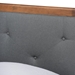 Baxton Studio Laima Mid-Century Modern Dark Grey Fabric Upholstered and Walnut Brown Finished Wood Twin Size Platform Bed - BSOLaima-Dark Grey/Walnut-Twin