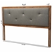 Baxton Studio Abner Modern and Contemporary Transitional Dark Grey Fabric Upholstered and Walnut Brown Finished Wood Full Size Headboard - BSOMG9731-Dark Grey/Walnut-Full-HB