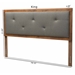 Baxton Studio Abner Modern and Contemporary Transitional Dark Grey Fabric Upholstered and Walnut Brown Finished Wood Full Size Headboard - BSOMG9731-Dark Grey/Walnut-Full-HB