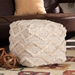 Baxton Studio Carilyn Modern and Contemporary Moroccan Inspired Ivory Handwoven Wool Blend Pouf Ottoman - BSOCarilyn-Ivory-Pouf
