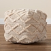 Baxton Studio Carilyn Modern and Contemporary Moroccan Inspired Ivory Handwoven Wool Blend Pouf Ottoman - BSOCarilyn-Ivory-Pouf