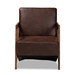 Baxton Studio Christa Mid-Century Modern Transitional Dark Brown Faux Leather Effect Fabric Upholstered and Walnut Brown Finished Wood Accent Chair - BSOWM5020-Dark Brown/Walnut-CC