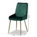 Baxton Studio Priscilla Contemporary Glam and Luxe Green Velvet Fabric Upholstered and Gold Finished Metal 2-Piece Dining Chair Set - BSODC177-Emerald Green Velvet/Gold-DC