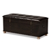 Baxton Studio Janna Rustic Transitional Dark Brown Faux Leather Upholstered and Oak Brown Finished Wood Storage Ottoman