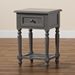 Baxton Studio Sheldon Modern and Contemporary Vintage Grey Finished Wood 1-Drawer End Table - BSOJY20B071-Grey-ET