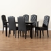 Baxton Studio Dylin Modern and Contemporary Black Faux Leather Upholstered and Dark Brown Finished Wood 7-Piece Dining Set - BSOBBT5158-Black/Dark Brown-7PC Dining Set