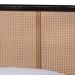 Baxton Studio Elston Mid-Century Modern Charcoal Finished Wood and Synthetic Rattan Queen Size Platform Bed - BSOMG0056-Walnut Rattan/Black-Queen