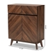 Baxton Studio Hartman Mid-Century Modern Walnut Brown Finished Wood Shoe Cabinet - BSOLV23SC23150WI-Columbia-Shoe Cabinet