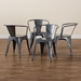 Baxton Studio Ryland Modern Industrial Grey Finished Metal 4-Piece Dining Chair Set - BSOAY-MC02-Dark Grey-DC