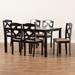 Baxton Studio Ruth Sand Fabric Upholstered and Dark Brown Finished Wood 7-Piece Dining Set - BSORuth-Sand/Dark Brown-7PC Dining Set