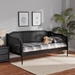 Baxton Studio Hancock Mid-Century Modern Charcoal Finished Wood and Synthetic Rattan Twin Size Daybed - BSOMG0075-Black Rattan/Black-Daybed