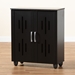 Baxton Studio Renley Modern and Contemporary Black Finished Wood 2-Door Shoe Storage Cabinet - BSOSESC260WI-Black-Shoe Cabinet