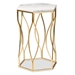Baxton Studio Kalena Modern and Contemporary Gold Metal End Table with Marble Tabletop