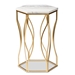 Baxton Studio Kalena Modern and Contemporary Gold Metal End Table with Marble Tabletop - BSOH01-97049-Metal/Marble Side Table