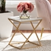 Baxton Studio Hadley Modern and Contemporary Gold Finished Metal End Table with Marble Tabletop - BSOH01-94137-Metal/Marble Side Table