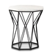 Baxton Studio Venedict Modern and Contemporary Black Metal End Table with Marble Tabletop - BSOH01-94139-Metal/Marble Side Table