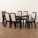 Baxton Studio Rosa Modern and Contemporary Sand Fabric Upholstered and Dark Brown Finished Wood 7-Piece Dining Set - BSORosa-Sand/Dark Brown-7PC Dining Set