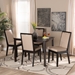 Baxton Studio Rosa Modern and Contemporary Sand Fabric Upholstered and Dark Brown Finished Wood 5-Piece Dining Set - BSORosa-Sand/Dark Brown-5PC Dining Set