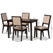 Baxton Studio Suvi Modern and Contemporary Sand Fabric Upholstered and Dark Brown Finished Wood 5-Piece Dining Set - BSOSuvi-Sand/Dark Brown-5PC Dining Set