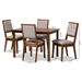 Baxton Studio Suvi Modern and Contemporary Grey Fabric Upholstered and Walnut Brown Finished Wood 5-Piece Dining Set - BSOSuvi-Grey/Walnut-5PC Dining Set