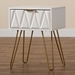 Baxton Studio Holbrook Contemporary Glam and Luxe White Finished Wood and Gold Metal 1-Drawer End Table - BSOBRA-003-White/Gold-ET