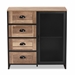 Baxton Studio Connell Modern and Contemporary Industrial Two-Tone Natural Brown and Black Finished Wood and Black Metal Sideboard Buffet - BSOLOR-003-Natural/Black