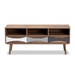 Baxton Studio Leane Modern and Contemporary Natural Brown Finished and Multi-Colored Wood 3-Drawer TV Stand - BSOASP-1-Natural/White/Grey