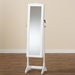Baxton Studio Madigan Modern and Contemporary White Finished Wood Jewelry Armoire with Mirror - BSOJC465B-WH-White