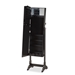 Baxton Studio Madigan Modern and Contemporary Black Finished Wood Jewelry Armoire with Mirror - BSOJC465B-BK-BLACK