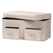 Baxton Studio Gerwin Modern and Contemporary Beige Fabric Upholstered and Oak Brown Finished Wood 2-Drawer Storage Ottoman - BSO4A-151CR-Beige-Storage Ottoman