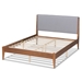 Baxton Studio Lenora Mid-Century Modern Grey Fabric Upholstered and Walnut Brown Finished Wood Queen Size Platform Bed - BSOMG0077S-Light Grey/Walnut-Queen