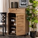 Baxton Studio Coolidge Modern and Contemporary Oak Brown Finished Wood 5-Shelf Shoe Storage Cabinet - BSOFP-03LV-Wotan Oak